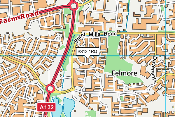 SS13 1RQ map - OS VectorMap District (Ordnance Survey) SS13 1RQ map - OS VectorMap District (Ordnance Survey)