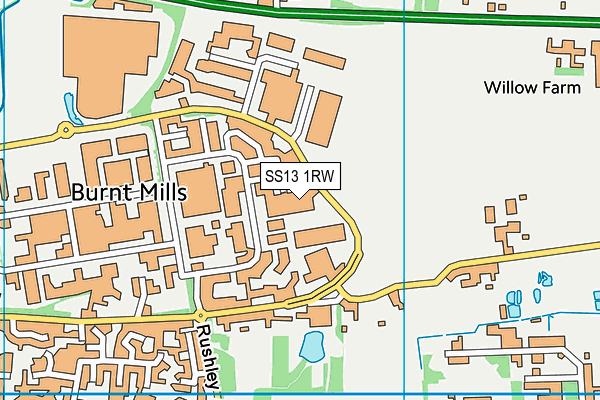 SS13 1RW map - OS VectorMap District (Ordnance Survey) SS13 1RW map - OS VectorMap District (Ordnance Survey)