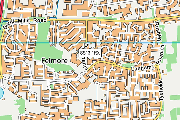 SS13 1RX map - OS VectorMap District (Ordnance Survey) SS13 1RX map - OS VectorMap District (Ordnance Survey)