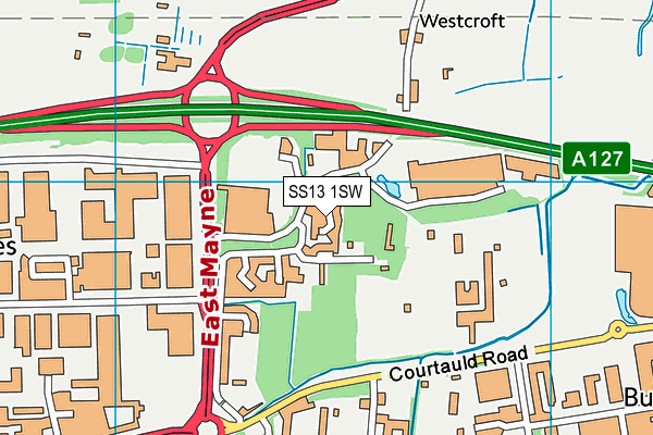 SS13 1SW map - OS VectorMap District (Ordnance Survey) SS13 1SW map - OS VectorMap District (Ordnance Survey)