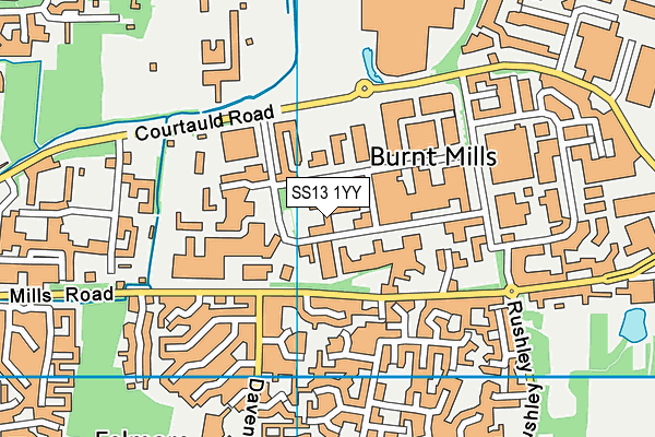 SS13 1YY map - OS VectorMap District (Ordnance Survey)
