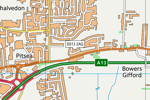 SS13 2AQ map - OS VectorMap District (Ordnance Survey) SS13 2AQ map - OS VectorMap District (Ordnance Survey)
