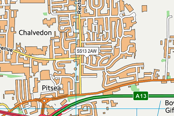 SS13 2AW map - OS VectorMap District (Ordnance Survey) SS13 2AW map - OS VectorMap District (Ordnance Survey)