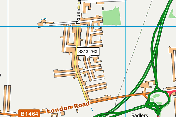SS13 2HX map - OS VectorMap District (Ordnance Survey) SS13 2HX map - OS VectorMap District (Ordnance Survey)