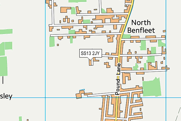 SS13 2JY map - OS VectorMap District (Ordnance Survey) SS13 2JY map - OS VectorMap District (Ordnance Survey)