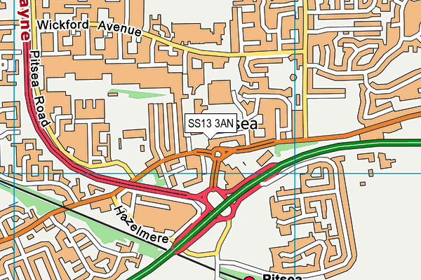 SS13 3AN map - OS VectorMap District (Ordnance Survey) SS13 3AN map - OS VectorMap District (Ordnance Survey)