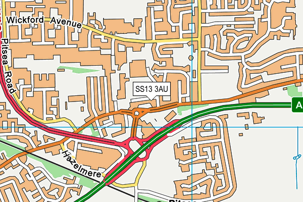 SS13 3AU map - OS VectorMap District (Ordnance Survey) SS13 3AU map - OS VectorMap District (Ordnance Survey)