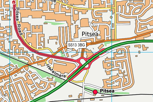 SS13 3BG map - OS VectorMap District (Ordnance Survey) SS13 3BG map - OS VectorMap District (Ordnance Survey)