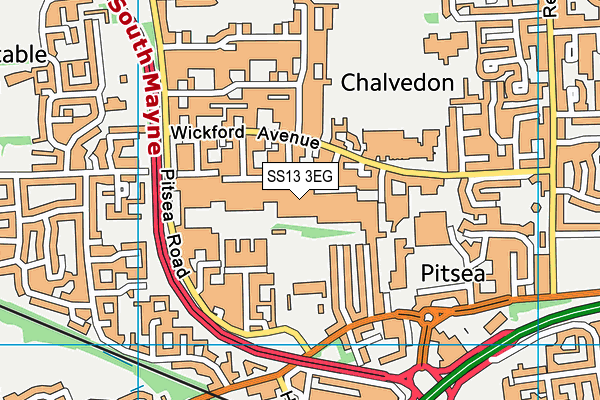 SS13 3EG map - OS VectorMap District (Ordnance Survey) SS13 3EG map - OS VectorMap District (Ordnance Survey)
