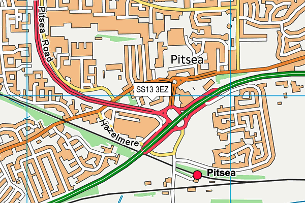 SS13 3EZ map - OS VectorMap District (Ordnance Survey) SS13 3EZ map - OS VectorMap District (Ordnance Survey)