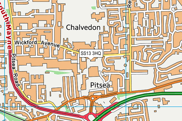 SS13 3HQ map - OS VectorMap District (Ordnance Survey) SS13 3HQ map - OS VectorMap District (Ordnance Survey)