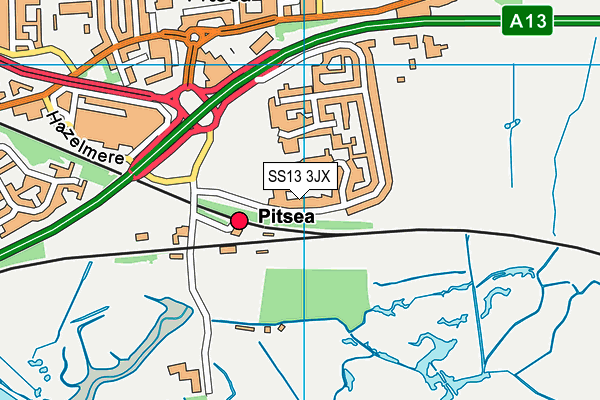 SS13 3JX map - OS VectorMap District (Ordnance Survey)