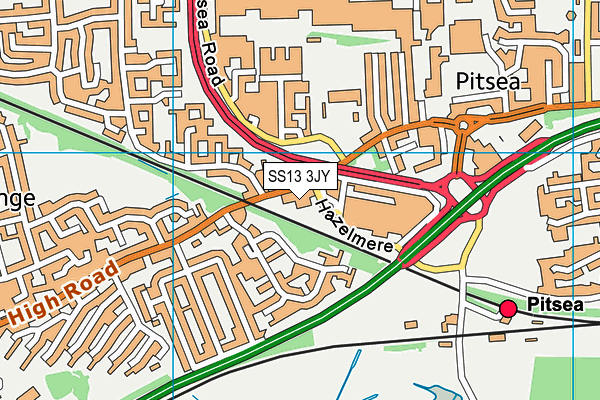 SS13 3JY map - OS VectorMap District (Ordnance Survey) SS13 3JY map - OS VectorMap District (Ordnance Survey)