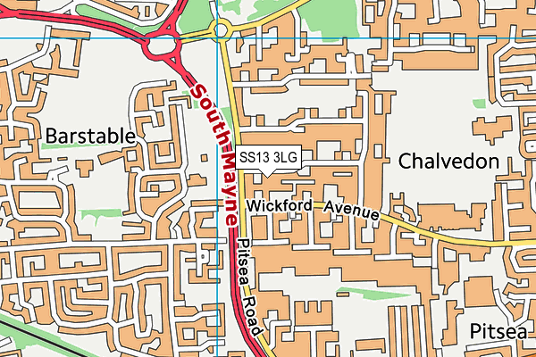 SS13 3LG map - OS VectorMap District (Ordnance Survey) SS13 3LG map - OS VectorMap District (Ordnance Survey)