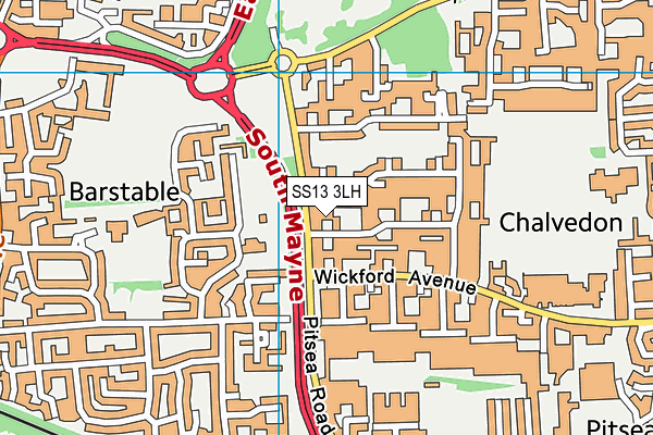 SS13 3LH map - OS VectorMap District (Ordnance Survey) SS13 3LH map - OS VectorMap District (Ordnance Survey)