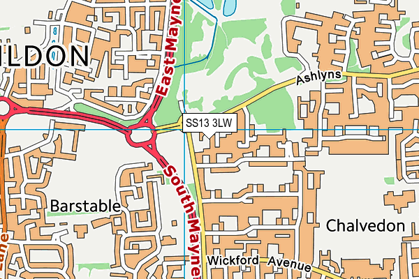SS13 3LW map - OS VectorMap District (Ordnance Survey)