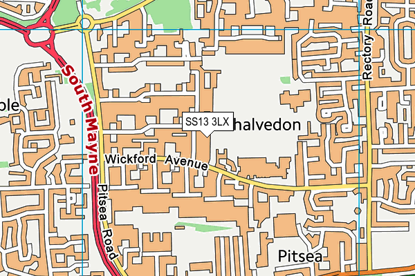 SS13 3LX map - OS VectorMap District (Ordnance Survey) SS13 3LX map - OS VectorMap District (Ordnance Survey)