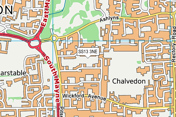 SS13 3NE map - OS VectorMap District (Ordnance Survey) SS13 3NE map - OS VectorMap District (Ordnance Survey)