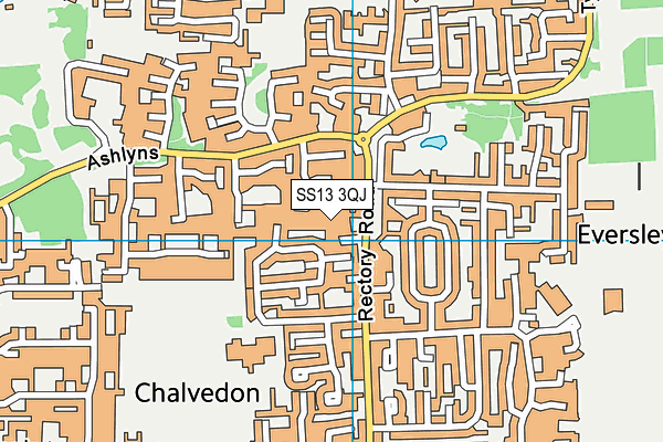 SS13 3QJ map - OS VectorMap District (Ordnance Survey) SS13 3QJ map - OS VectorMap District (Ordnance Survey)