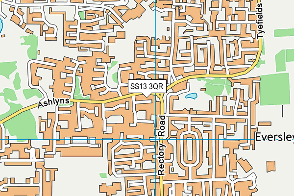 SS13 3QR map - OS VectorMap District (Ordnance Survey) SS13 3QR map - OS VectorMap District (Ordnance Survey)