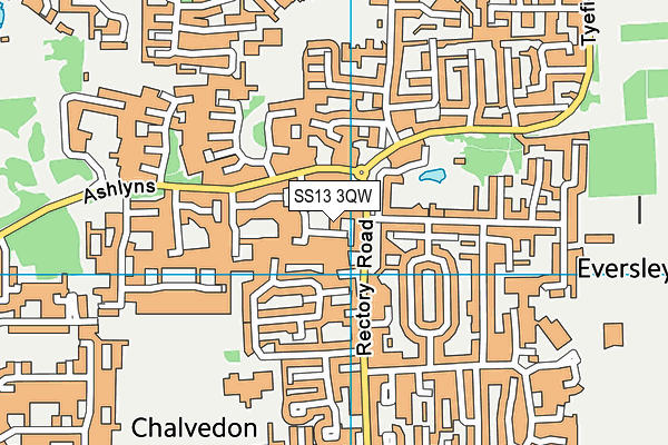 SS13 3QW map - OS VectorMap District (Ordnance Survey) SS13 3QW map - OS VectorMap District (Ordnance Survey)