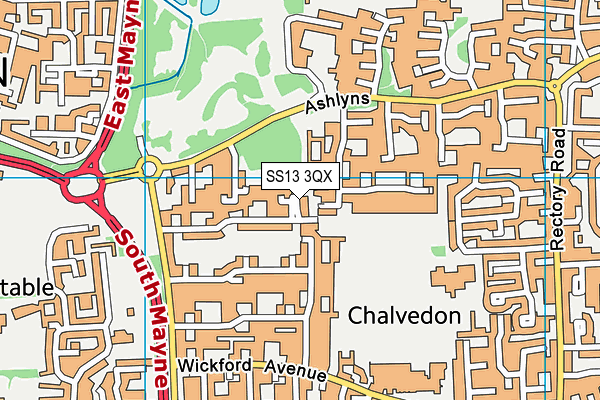 SS13 3QX map - OS VectorMap District (Ordnance Survey) SS13 3QX map - OS VectorMap District (Ordnance Survey)