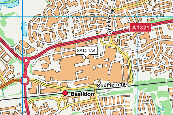 SS14 1AA map - OS VectorMap District (Ordnance Survey) SS14 1AA map - OS VectorMap District (Ordnance Survey)