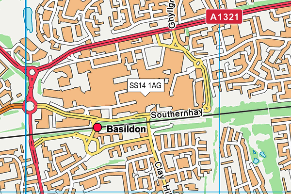 SS14 1AG map - OS VectorMap District (Ordnance Survey) SS14 1AG map - OS VectorMap District (Ordnance Survey)