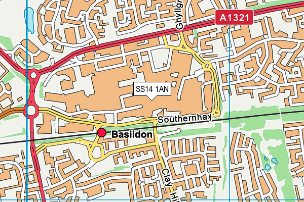 SS14 1AN map - OS VectorMap District (Ordnance Survey) SS14 1AN map - OS VectorMap District (Ordnance Survey)