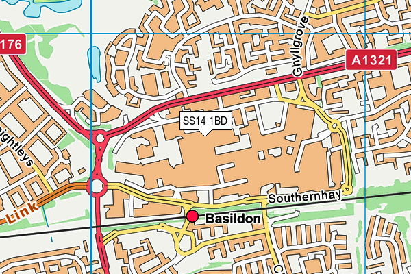 SS14 1BD map - OS VectorMap District (Ordnance Survey) SS14 1BD map - OS VectorMap District (Ordnance Survey)