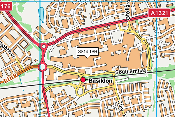 SS14 1BH map - OS VectorMap District (Ordnance Survey) SS14 1BH map - OS VectorMap District (Ordnance Survey)