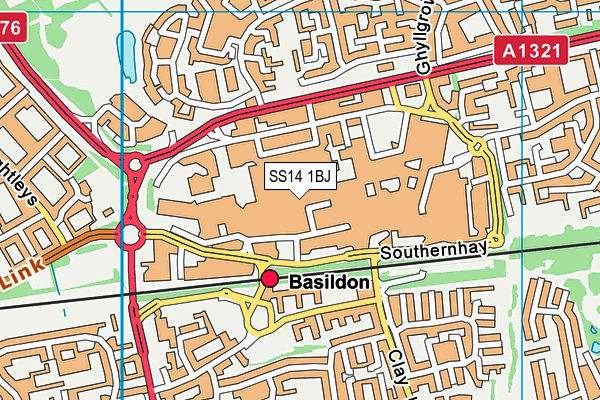 SS14 1BJ map - OS VectorMap District (Ordnance Survey) SS14 1BJ map - OS VectorMap District (Ordnance Survey)