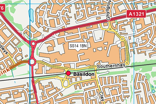 SS14 1BN map - OS VectorMap District (Ordnance Survey) SS14 1BN map - OS VectorMap District (Ordnance Survey)
