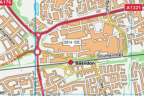SS14 1DE map - OS VectorMap District (Ordnance Survey) SS14 1DE map - OS VectorMap District (Ordnance Survey)