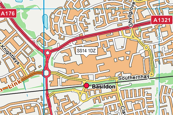 SS14 1DZ map - OS VectorMap District (Ordnance Survey) SS14 1DZ map - OS VectorMap District (Ordnance Survey)
