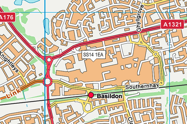 SS14 1EA map - OS VectorMap District (Ordnance Survey) SS14 1EA map - OS VectorMap District (Ordnance Survey)