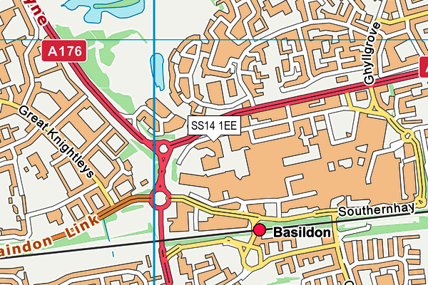 SS14 1EE map - OS VectorMap District (Ordnance Survey) SS14 1EE map - OS VectorMap District (Ordnance Survey)