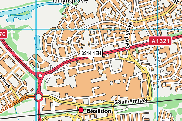 SS14 1EH map - OS VectorMap District (Ordnance Survey) SS14 1EH map - OS VectorMap District (Ordnance Survey)