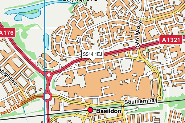 SS14 1EJ map - OS VectorMap District (Ordnance Survey) SS14 1EJ map - OS VectorMap District (Ordnance Survey)