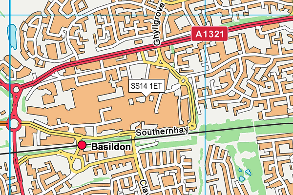 SS14 1ET map - OS VectorMap District (Ordnance Survey)