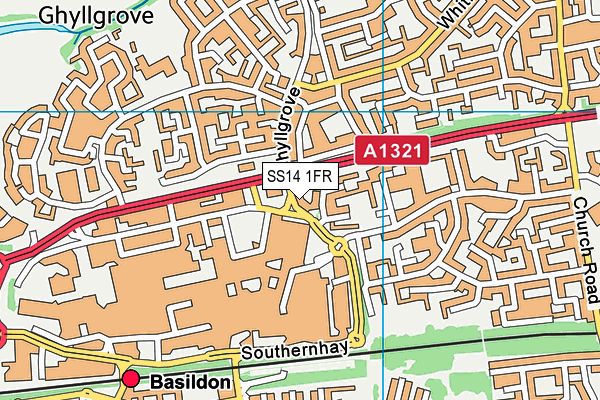 SS14 1FR map - OS VectorMap District (Ordnance Survey) SS14 1FR map - OS VectorMap District (Ordnance Survey)