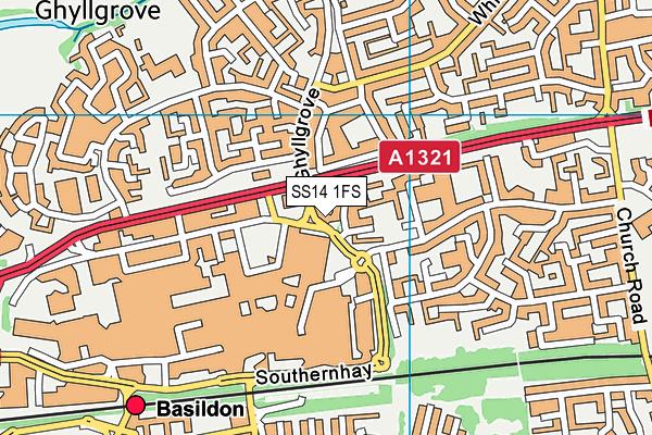 SS14 1FS map - OS VectorMap District (Ordnance Survey)