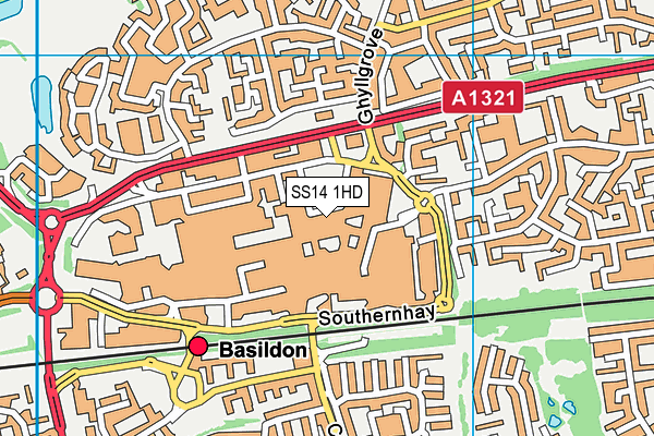 SS14 1HD map - OS VectorMap District (Ordnance Survey) SS14 1HD map - OS VectorMap District (Ordnance Survey)