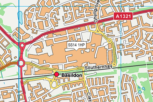 SS14 1HP map - OS VectorMap District (Ordnance Survey)