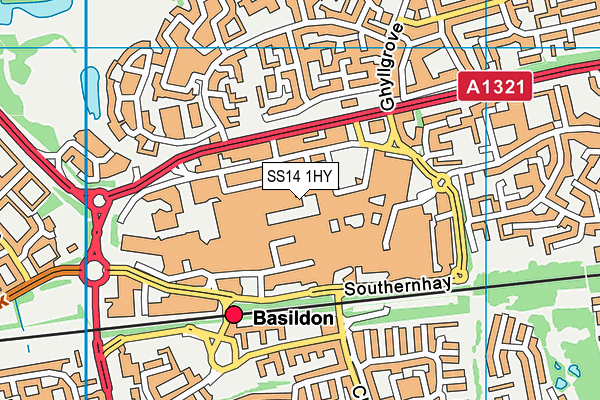 SS14 1HY map - OS VectorMap District (Ordnance Survey)