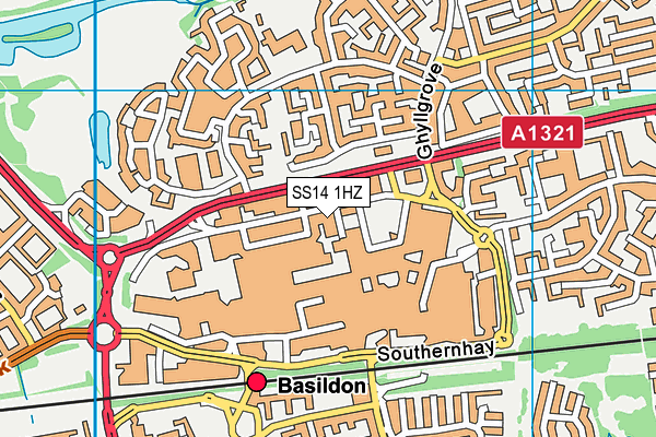 SS14 1HZ map - OS VectorMap District (Ordnance Survey) SS14 1HZ map - OS VectorMap District (Ordnance Survey)