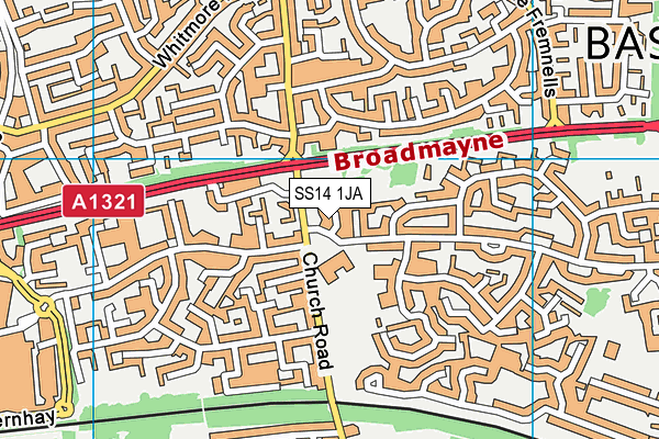 SS14 1JA map - OS VectorMap District (Ordnance Survey)