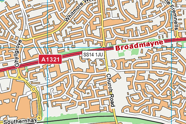 SS14 1JU map - OS VectorMap District (Ordnance Survey) SS14 1JU map - OS VectorMap District (Ordnance Survey)