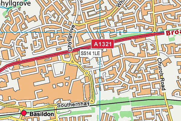 SS14 1LE map - OS VectorMap District (Ordnance Survey) SS14 1LE map - OS VectorMap District (Ordnance Survey)
