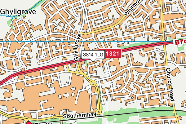 SS14 1LG map - OS VectorMap District (Ordnance Survey) SS14 1LG map - OS VectorMap District (Ordnance Survey)